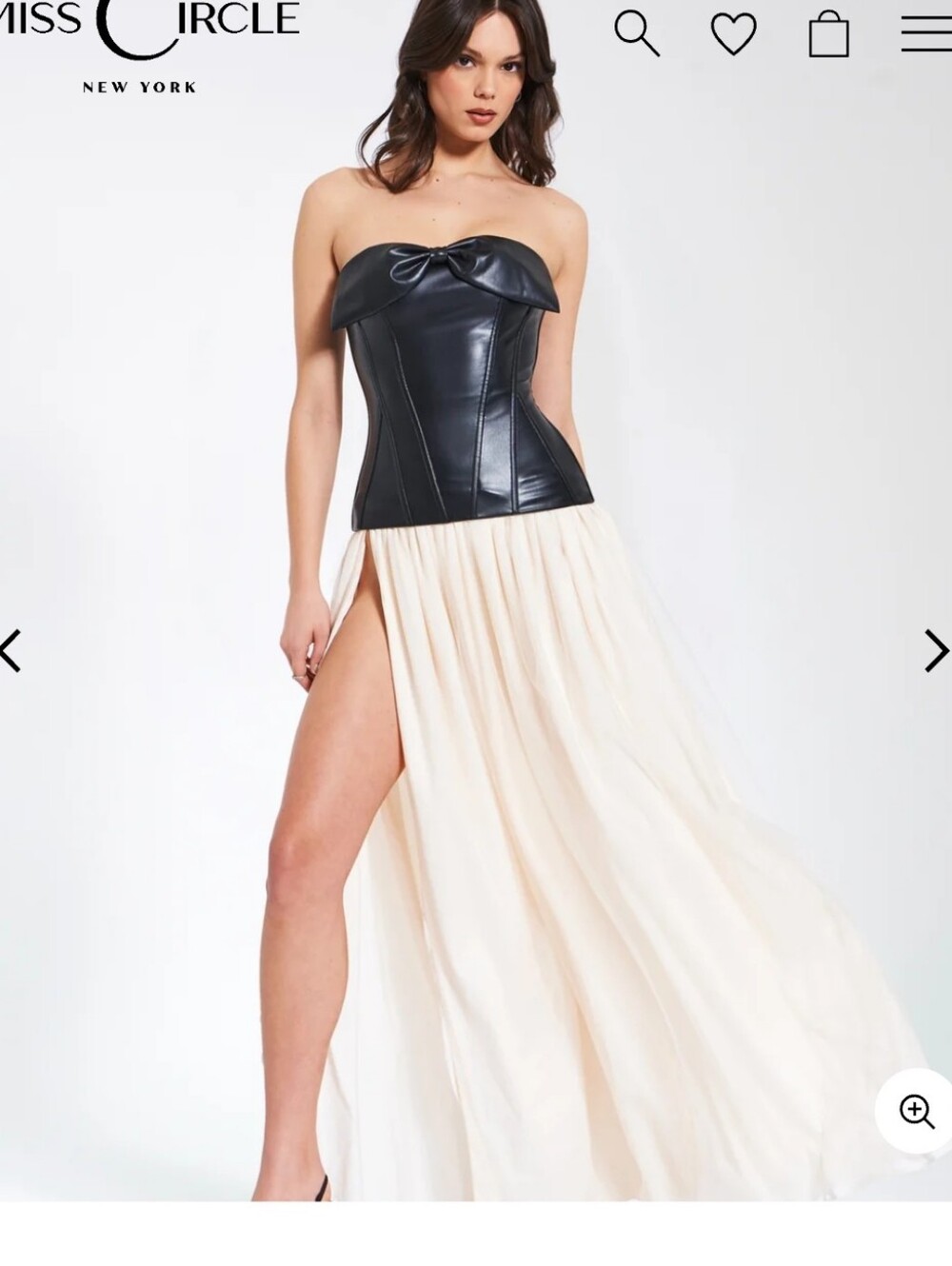 Miss Circle Strapless Cream Maxi Dress with High Slit